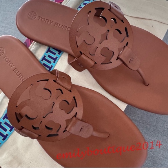 NIB Tory Burch Miller Size 10 Miele Calf Leather Sandals Brown 90582 - Picture 8 of 11